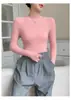 2026 Jersey de Cuello Alto Medio de Cachemira sin Costuras para Mujer Otoño e Invierno Sencillo Ajustado Versátil Suéter de Punto Base de Lana