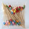 Etiqueta desechable para fruta con forma de estrella de cinco puntas y diseño de flor de ciruelo, 100 unidades/bolsa, tenedor de fruta creativo de fábrica, palo de bambú de Amazon