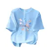 Estilo Novo 2026 Blusa 100% Algodão Infantil para Meninas, Camiseta Básica de Verão Fina de Manga Curta, Camiseta de Manga Curta Estilosa e Confortável para Meninas