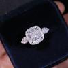 Anel de Diamante Quadrado Princesa Aberto de 5 Quilates Totalmente Cravejado de Diamantes de Luxo Estrela Feminina Estrela da Internet Mesmo Estilo