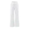 Pantalones Casuales de Tela Cepillada de Cintura Baja con Cordón para Mujer, Otoño 2026 Estilo Europeo y Americano de Cintura Alta, Ajustados, Caída Suave, Pierna Ancha, Largos