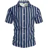 Camisa de manga corta de marca de moda transfronteriza, novedad de verano para hombre, camisa de manga corta a rayas, camisa moderna casual sin planchar para hombre