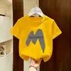 Camiseta Infantil para Meninos Manga Curta Roupas de Verão 2026 Nova 100% Algodão Top para Menino Verão Crianças Médias e Grandes Estilo de Verão Tendência T