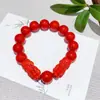 Pulsera de Cuentas de Tambor de Loto de Arena Roja Natural para Hombres y Mujeres Pulsera de Cuentas de Transferencia de Círculo Único Joyería de Estilo Étnico