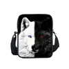 Bolso Bandolera con Estampado de Lobo Blanco y Negro Estudiantes de Primaria y Secundaria Bolso de Hombro Ligero Mochila Infantil DIY Bolso de Hombro de Dibujos Animados
