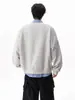 Sudadera Chaqueta de Falso Dos Piezas con Parches a Cuadros para Hombre, Marca de Moda, Estilo Americano Otoñal, Corte Holgado, Estilo Universitario, Cárdigan Fresco y Elegante