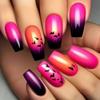 Parches de Uñas Postizas Adhesivas, Manicura Cuadrada Europea de Longitud Media, Manicura de Moda de Primavera y Verano para Año Nuevo, Serie Rosa