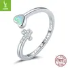 Anillo abierto de plata Ziyun original Corazón de Ópalo cruz abierto Anillo de ópalo s925 plata de ley joyería BSR171