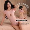 Lencería Sexy Estilo Primavera Nocturna con Diseño Hueco, Cuello en V Profundo, Cuello Alto, Suéter de Punto de una Sola Pieza, Vestido Corto Seductivo sin Espalda