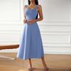 2025 Amazon Transfronteiriço Elegante Simples Plus Size Roupas Femininas Tendência Europeia e Americana Novo Verão Cor Sólida Vestido de Alças para Mulheres