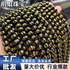 Dourado mantra de seis palavras preto contas soltas DIY acessórios de joalheria semiacabados contas redondas de ágata preta atacado de fábrica