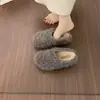 Zapatos Peludos Estilo Coreano para Mujer 2026 Invierno Nuevos Suela Gruesa Slip-on Hada Más Terciopelo Zapatos Birkenstock Pantuflas Cálidas de Algodón