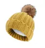 Gorro de Lã Cor Sólida com Forro de Fleece Quente Acrílico Espessado para Mulheres Gorro de Tricô de Inverno Transfronteiriço Gorro de Lã Pai e Filho