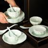 Cerámica de Color Bajo Esmalte Porcelana de Jade para el Hogar Calabaza Arroz Bol Grande Set de Vajilla Estilo Chino Tazones y Platos Combinación Libre