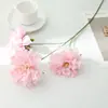 Decoración de Mesa de Comedor para el Hogar Colocación Flores 3 Cabezas Hibisco Arreglo de Boda Flores Artificiales Venta al por Mayor Flores de Simulación