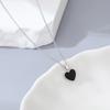 Collar de Plata S925 Transfronterizo Europeo y Americano Más Vendido Corazón de Ónix Negro Ins Juego de Cadena de Clavícula de Alta Gama Joyería para Mujer