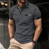 2026 Nova Camisa Polo Cor Sólida Estilo Americano Manga Curta Gola Reversível Transfronteiriça Verão Esportes Amazon AliExpress Estilo de Negócios