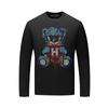 Camiseta de Manga Larga para Hombre Nueva Otoño e Invierno 2026, Atuendo Elegante de Otoño, Capa Base de Algodón Modal de Peso Pesado con Pedrería
