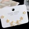 SLBABY Brincos Geométricos Simples de Luxo Leve com Zircônia para Mulheres Um Cartão com Três Pares de Brincos Senso Avançado Múltiplos Pares de Brincos