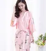 Camisola Extra Longa Estampada de Garça Seda Peça Única Casamento Noiva Casa Tamanho Extra Grande Comércio Exterior Cetim Camisola