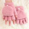 Guantes de otoño e invierno de forro polar de coral, guantes de medio dedo abatibles, simples para hombre y mujer, a prueba de frío, para escribir e Internet, doble propósito, venta al por mayor