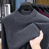 Suéter grueso 100% lana pura lavable a máquina para hombre, nuevo modelo otoño e invierno, cuello medio alto, cálido suéter de lana para hombre como capa base