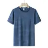 Verão Nova Camiseta Masculina Elegante de Toque Gelado Estampada Leve e Respirável Elástica Seda Gelo Manga Curta Casual Versátil Roupa Masculina