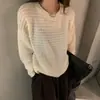Blusa de tricô casual de lã com lantejoulas para mulheres, novo suéter de lã de alpaca listrado da moda feminina outono 2026