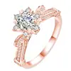 Anillo de Garra en Forma de Corazón de Diamantes Completos Copo de Nieve Mago Zircón Lujo Atmosférico Juego de Grupo con Anillo de Diamante Moissanita de Imitación de 3 Quilates para Mujer