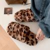Pantuflas de Felpa de Leopardo Retro de Alta Gama para Mujer Otoño e Invierno Moda de Celebridad de Internet Casual para Exterior Interior Algodón de Una Palabra