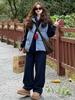 2026 Nuevo Chaleco de Algodón con Relleno de Plumón Otoño e Invierno Chaleco de Capas Estilo Coreano Chaqueta de Algodón a Cuadros Azules para Mujer