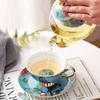 Juego de Taza y Platillo de Porcelana de Hueso de Alta Calidad para Café y Té de Frutas para Uso Doméstico, Estilo Inglés Vintage, Tetera de Vidrio de Alta Estética Calentada con Vela