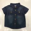 Camisa jeans infantil para crianças de 0 a 18 meses, 70% algodão + 30% poliéster, camisa de manga curta