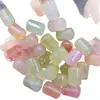 Cuentas de Jade Sueltas en Forma de Tubo Recto de Color Caramelo, Cuentas de Columna Recta de Color Turmalina para Pulsera y Collar DIY, Accesorios de Joyería