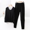 Ropa interior térmica de abrigo para mujer, engrosada, forrada de polar, de terciopelo, ropa de otoño, traje de pantalones largos, invierno, sin costuras