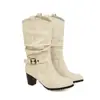 Chegada Nova Fivela de Cinto Estilo Coreano Botas Femininas Outono e Inverno Botas de Cano Alto Salto Grosso Tamanhos Grandes Sapatos de Comércio Exterior Botas de Cavaleiro