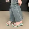 2025 Verano Mujer Exterior Clip para Dedos Noche Sencillo Gamuza Chanclas Correa Delgada Playa Brisa Suave Estilo Francés