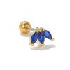 Piercing de orelha de osso de zircônia azul de cavalheiro europeu e americano transfronteiriço, parafuso de piercing geométrico de moda, brinco de pressão, joia de orelha