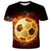 2026 Nueva Camiseta de Manga Corta con Estampado 3D de Patrón de Fútbol Iridiscente Suelta para Hombres y Niños Nueva Moda Camiseta Corta