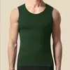 Chaleco Térmico para Hombre Cuello Redondo Sin Costuras Terciopelo Fino Corte Ajustado Terciopelo Doble Cara Sencillo Color Puro Ropa Interior Capa Base Otoño e Invierno Alemán