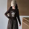 Conjunto de pantalones con estampado de leopardo para niñas, primavera y otoño, nuevo top de manga larga 2026, pantalones de pierna ancha para niñas pequeñas, conjunto de dos piezas para niños mayores, estilo moderno