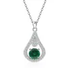 Collar Europeo y Americano Transfronterizo de Plata de Ley S925 Forma de Gota de Agua Amazon Doce Piedras de Nacimiento Forma de Pera Cadena Versátil para Clavícula Colgante