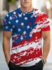 Nueva Camiseta Estampada con Bandera Nacional Transfronteriza Verano para Hombre Impresión Digital 3D Cuello Redondo Manga Corta Suministro Directo de Fábrica de Ropa Temu