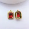 Accesorios de joyería para collar con microincrustaciones de circón cuadrado chapado en cobre, colgantes DIY para pulseras, materiales hechos a mano, accesorios de colgante para pendientes