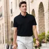 Camisa Polo Rayada Bicolor de Seda de Hielo Ropa de Trabajo al por Mayor Publicidad de Empresa Manga Corta Personalizada Ropa de Trabajo de Negocios de Alta Gama