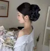 Tamanho Grande, Alta Qualidade, Perolado, Scrunchie Plissado, Presilha Tubarão, Acessório de Cabelo da Moda para Mulheres