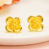 Aretes de Flores de Oro Arena Vietnamita que No se Desvanecerán por Mucho Tiempo, Aretes de Perlas de Imitación para Mujer, de Alta Gama, Lujo Accesible, Joyería Artificial de Nicho