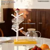 Suporte de mesa fofo de coelho de orelhas compridas para armazenamento de copos com bandeja de drenagem para copos de água, canecas de café, conjuntos de chá e porta-copos pequenos
