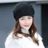 Chapéu de tricô para exterior com boina acolchoada de veludo, chapéu coreano para atacado, chapéu de pelo de coelho, chapéu de inverno quente para crianças