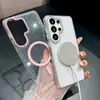 Transparente No Amarillea Magnética AplicABLE para Samsung S26Ultras Sencilla Tacto de Alta Gama S25Ultra Funda para Teléfono de Pareja